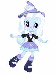 Size: 1536x2048 | Tagged: safe, artist:joshstacy, derpibooru import, trixie, equestria girls, boots, bowtie, clothes, cute, doll, equestria girls minis, hat, simple background, skirt, solo, toy, trixie's hat, white background