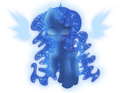 Size: 1006x745 | Tagged: safe, artist:avelineh, princess luna, alicorn, pony, eyes closed, raised hoof, solo