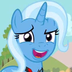 Size: 470x470 | Tagged: safe, derpibooru import, trixie, pony, unicorn, blue coat, faic, female, horn, mare, reaction image, solo, two toned mane