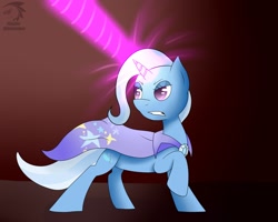 Size: 1280x1024 | Tagged: safe, artist:mechashockwave, derpibooru import, trixie, pony, unicorn, blue coat, female, horn, magic, mare, solo, two toned mane