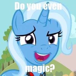 Size: 470x470 | Tagged: safe, derpibooru import, trixie, do you even lift, faic, impact font, meme, text