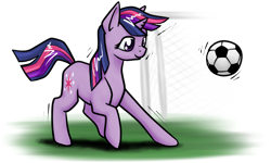 Size: 1000x600 | Tagged: safe, artist:stardustxiii, derpibooru import, twilight sparkle, pony, unicorn, female, football, mare, purple coat, solo