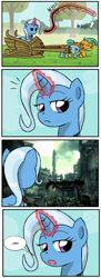 Size: 700x1933 | Tagged: safe, derpibooru import, snails, snips, trixie, capital wasteland, exploitable meme, fallout 3, meh, meme, unimpressed trixie meme