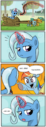 Size: 700x1933 | Tagged: safe, derpibooru import, rainbow dash, snails, snips, trixie, pegasus, pony, crossing the memes, exploitable meme, meh, meme, memeception, two words meme, unimpressed trixie meme