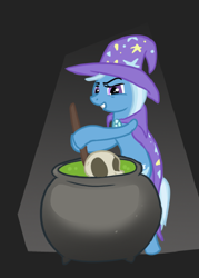 Size: 506x706 | Tagged: artist needed, safe, derpibooru import, trixie, cauldron, skull, solo