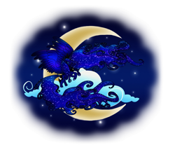 Size: 2300x1900 | Tagged: safe, artist:macalaniaa, princess luna, alicorn, pony, cloud, moon, simple background, solo, transparent background