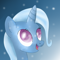 Size: 500x500 | Tagged: safe, artist:peggydash-shadow, derpibooru import, trixie, happy, smiling, snow, snowfall