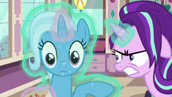 Size: 1920x1080 | Tagged: safe, derpibooru import, screencap, starlight glimmer, trixie, pony, all bottled up, duo, magic