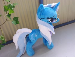 Size: 2344x1770 | Tagged: safe, artist:epicrainbowcrafts, derpibooru import, trixie, clothes, glasses, irl, photo, plushie, scarf, wet mane