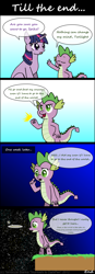 Size: 900x2578 | Tagged: safe, artist:inuhoshi-to-darkpen, derpibooru import, spike, twilight sparkle, dragon, comic, space, space core