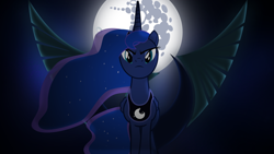 Size: 1920x1080 | Tagged: dead source, safe, artist:fuge269, princess luna, alicorn, pony, emblem, female, looking at you, mare, mare in the moon, moon, new lunar republic, solo, vector, wallpaper