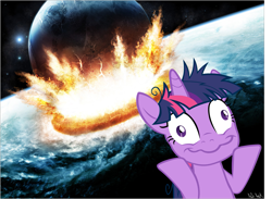 Size: 1377x1006 | Tagged: safe, derpibooru import, twilight sparkle, apocalypse, armageddon, earth shattering kaboom, twilight snapple