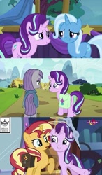 Size: 359x613 | Tagged: safe, derpibooru import, edit, edited screencap, screencap, maud pie, starlight glimmer, sunset shimmer, trixie, pony, equestria girls, mirror magic, no second prances, rock solid friendship, spoiler:eqg specials, magical trio, needs more jpeg