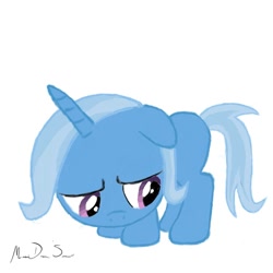 Size: 894x894 | Tagged: safe, artist:chimicherries, derpibooru import, trixie, filly, sad