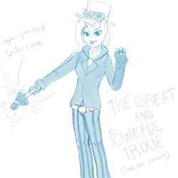 Size: 1000x1000 | Tagged: safe, artist:devious-stylus, derpibooru import, trixie, anthro, fanfic, hat, steampunk