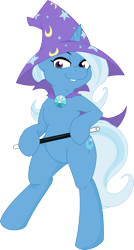 Size: 2143x4000 | Tagged: safe, artist:bork88, artist:joey darkmeat, derpibooru import, trixie, pony, belly button, bipedal, colored, simple background, solo, transparent background, vector, wand