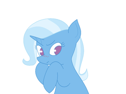 Size: 800x600 | Tagged: safe, artist:m2130138, derpibooru import, trixie, pony, unicorn, blushing, female, mare, pixiv, simple background, solo