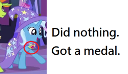 Size: 544x318 | Tagged: safe, derpibooru import, edit, edited screencap, screencap, trixie, pony, unicorn, celestial advice, background pony strikes again, cropped, female, mare, op is a cuck, op is trying to start shit, op thinks they're right, solo focus, truth