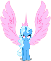 Size: 4083x4865 | Tagged: safe, artist:orin331, derpibooru import, trixie, alicorn, pony, absurd resolution, alicornified, alternate universe, crown, dancerverse, female, jewelry, large wings, looking at you, mare, race swap, regalia, simple background, smiling, solo, spread wings, transparent background, wings