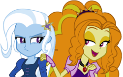 Size: 1130x714 | Tagged: safe, artist:trixiesparkle63, derpibooru import, adagio dazzle, trixie, equestria girls, female, simple background, transparent background, vector