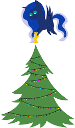 Size: 1900x3225 | Tagged: safe, artist:v0jelly, princess luna, alicorn, pony, christmas tree, flying, pointy ponies, simple background, solo, transparent background, tree