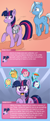 Size: 1080x2568 | Tagged: safe, artist:crystal-secret, derpibooru import, applejack, fluttershy, pinkie pie, rainbow dash, rarity, trixie, twilight sparkle, earth pony, pegasus, pony, unicorn, ask, comic, cyoa, science, sparklestrixesandmagic, sweat, tumblr