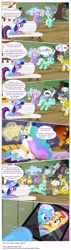 Size: 3355x11787 | Tagged: safe, artist:perfectblue97, derpibooru import, lyra heartstrings, princess celestia, sunset shimmer, trixie, twilight sparkle, alicorn, earth pony, pony, unicorn, comic:without magic, absurd resolution, angry, arrested, bench, blank flank, blood, censored vulgarity, clothes, comic, crying, cuffs, dress, earth pony twilight, excrement, female, fireplace, grawlixes, groin attack, hat, implied anal insertion, implied insertion, injured, levitation, list, mace, magic, male, manacles, mare, nosebleed, on back, pencil, photo, photo frame, pictogram, protest, report, royal guard, sign, sitting, stallion, swearing, telekinesis, weapon