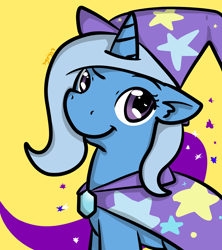 Size: 1280x1440 | Tagged: safe, artist:sgtpiggy, derpibooru import, trixie, pony, unicorn, blue coat, female, horn, mare, smiling, solo, two toned mane