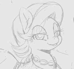 Size: 695x648 | Tagged: safe, artist:tre, derpibooru import, spoiled rich, earth pony, pony, cute, female, gradient background, grayscale, looking at you, mare, milf, monochrome, solo, spoiled cute, spoiled milf