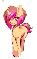 Size: 359x571 | Tagged: safe, artist:fatcakes, derpibooru import, oc, oc only, earth pony, pony, crossed hooves, explicit source, female, lidded eyes, milf, sketch, smiling, solo