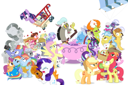 Size: 1182x785 | Tagged: safe, artist:dm29, derpibooru import, angel bunny, applejack, big macintosh, bow hothoof, chipcutter, discord, doctor fauna, feather bangs, fluttershy, hoity toity, maud pie, photo finish, pinkie pie, princess flurry heart, rainbow dash, rarity, scootaloo, starlight glimmer, strawberry sunrise, sugar belle, sweetie belle, thorax, trixie, twilight sparkle, twilight sparkle (alicorn), whammy, wild fire, windy whistles, alicorn, changedling, changeling, earth pony, pegasus, pony, unicorn, a flurry of emotions, all bottled up, celestial advice, fluttershy leans in, forever filly, hard to say anything, honest apple, rock solid friendship, anger magic, basket, bottled rage, camera, cinnamon nuts, clothes, cup, equestrian pink heart of courage, female, food, guitar, heart, heart eyes, helmet, hug, jalapeno red velvet omelette cupcakes, king thorax, kite, magic, male, mining helmet, pizza costume, pizza head, rainbow dash's parents, reformed four, shipping, shopping cart, simple background, statue, stingbush seed pods, straight, strawberry, sugarmac, teacup, that pony sure does love kites, that pony sure does love teacups, the meme continues, the story so far of season 7, this isn't even my final form, uniform, wall of tags, white background, windyhoof, wingding eyes, wonderbolts uniform