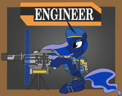 Size: 1006x794 | Tagged: safe, artist:spazzymcnugget, princess luna, alicorn, pony, armor, crossover, engineer, new conglomerate, planetside 2, science fiction, solo, vector, video game