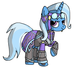 Size: 2000x1850 | Tagged: safe, artist:clamdiggydiggy, derpibooru import, trixie, pony, unicorn, armor, blue coat, female, horn, mare, solo, two toned mane