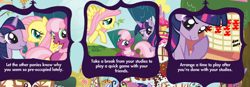 Size: 716x250 | Tagged: safe, derpibooru import, screencap, cheerilee, fluttershy, twilight sparkle, pegasus, pony, adventures in ponyville, game, official, twilight is a lion