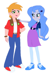 Size: 438x630 | Tagged: safe, artist:unoriginai, big macintosh, princess luna, vice principal luna, equestria girls, alternate design, blushing, cute, female, lunamac, male, shipping, simple background, straight, woona, younger