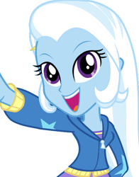 Size: 434x554 | Tagged: safe, artist:comicguy19090, derpibooru import, trixie, equestria girls, clothes, female, hoodie, selfie, simple background, solo, vector, white background