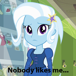 Size: 500x498 | Tagged: safe, derpibooru import, edit, edited screencap, screencap, trixie, equestria girls, equestria girls (movie), blatant lies, bronybait, cropped, solo