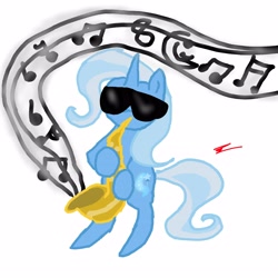 Size: 4032x4032 | Tagged: safe, artist:zoruaawesome, derpibooru import, trixie, absurd resolution, music, musical instrument, saxophone, sunglasses