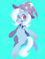 Size: 1625x2133 | Tagged: safe, artist:koto, derpibooru import, trixie, pony, unicorn, blushing, female, mare, simple background, smiling, solo