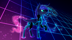 Size: 1280x720 | Tagged: safe, artist:midnightsix3, princess luna, alicorn, pony, lunadoodle, raised hoof, solo, tron