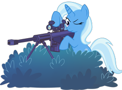 Size: 2625x1935 | Tagged: safe, artist:jotoast, derpibooru import, trixie, oc, pony, unicorn, .50 cal, anti-materiel rifle, barrett, barrett m82, female, gun, mare, one eye closed, rifle, simple background, sniper, this will end in death, transparent background, vector, weapon