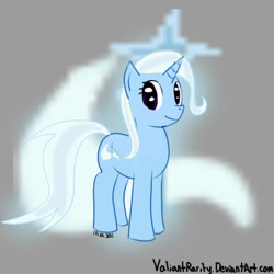 Size: 512x512 | Tagged: safe, artist:valiantrarity, derpibooru import, trixie, pony, unicorn, blue coat, female, horn, mare, smiling, solo, two toned mane