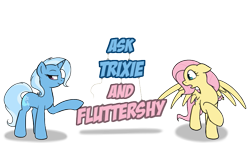 Size: 865x500 | Tagged: safe, artist:theparagon, derpibooru import, fluttershy, trixie, pegasus, pony, ask trixie, tumblr