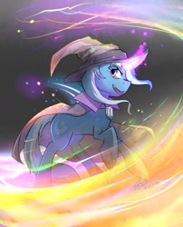 Size: 1250x1550 | Tagged: safe, artist:stupidyou3, derpibooru import, trixie, pony, unicorn, female, magic, mare, solo