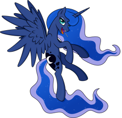 Size: 4000x3872 | Tagged: safe, artist:kp-shadowsquirrel, artist:spier17, princess luna, alicorn, pony, absurd resolution, flying, lollipop, missing accessory, simple background, solo, tongue out, transparent background, vector