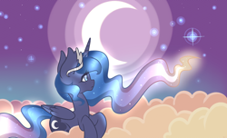 Size: 1280x776 | Tagged: safe, artist:hawthornss, princess luna, alicorn, pony, female, horn, mare, moon, solo