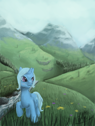 Size: 450x600 | Tagged: safe, artist:hagirok, derpibooru import, trixie, pony, unicorn, female, mare, scenery, solo