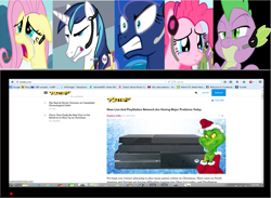 Size: 829x606 | Tagged: safe, fluttershy, princess luna, shining armor, spike, alicorn, dragon, pegasus, pony, unicorn, exploitable meme, gamer, gamer luna, meme, obligatory pony, playstation 3, playstation 4, psn, the grinch, tv meme, xbox 360, xbox live, xbox one