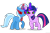 Size: 3000x2000 | Tagged: safe, artist:navitaserussirus, derpibooru import, trixie, twilight sparkle, alicorn amulet, corrupted, corrupted twilight sparkle, dark magic, evil, glare, glowing eyes, glowing horn, grin, magic, raised hoof, raised leg, simple background, smirk, sombra eyes, transparent background, tyrant sparkle, vector