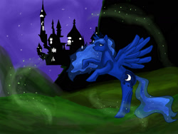 Size: 2000x1500 | Tagged: safe, artist:kaeaskavi, princess luna, alicorn, pony, canterlot, night, solo